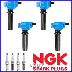 4 Performance Ignition Coil & NGK Platinum Spark Plug for 12-18 Ford Focus UF670