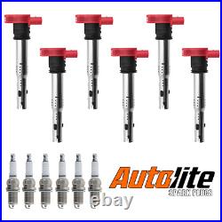 6 Ignition Coil & Autolite Spark Plug for Audi A6 A7 A8 Quattro 3.0L 4.2L UF529