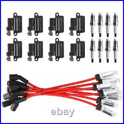 8 Pack Square Ignition Coil & Spark Plug Wire For Chevy GMC 4.8L 5.3L 6.0L 8.1L