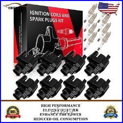 8 Square Ignition Coil & Spark Plug Kits For Chevy Silverado GMC Sierra Cadillac