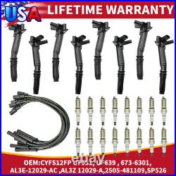 8PC Ignition Coil Spark Plug for 2010-2017 Ford F150 F250 F-350 6.2L UF631 UF639