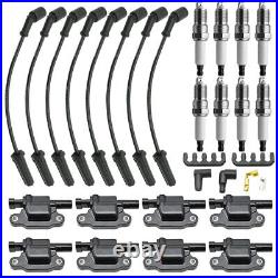 8PCS Square Ignition Coil & Spark Plug &Wires For Chevy Silverado 1500 Tahoe GMC