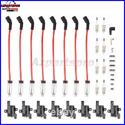 8Pack Ignition Coil+Spark Plug+Wires set For Chevy Silverado 1500 2500 GMC UF262