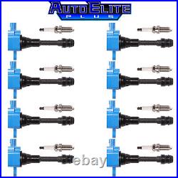 Blue Ignition Coil & Spark Plug Kit Set Fit 04-07 Armada Titan/ QX56 5.6L V8
