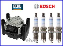 Ignition Coil & 4x Spark Plug Kit OEM for VW Jetta Base S 2.0L