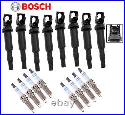 Ignition Coil + Spark Plug Double Platinum (8set) Bosch OEM for BMW M5 M6 X5M X6