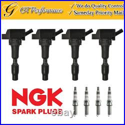 Quality Ignition Coil & NGK Spark Plug 4PCS for Sonata Santa Fe/ Optima Sportage