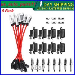 Square Ignition Coil & Spark Plug Wire For Chevy GMC 4.8L 5.3L 6.0L 8.1L Pack 8